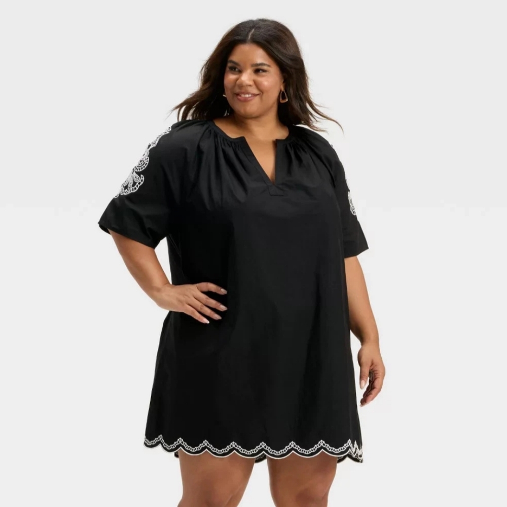 NWT Black Eyelet Mini A-line Dress Size XXL